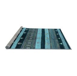 Sideview of Machine Washable Oriental Light Blue Industrial Rug, wshurb745lblu