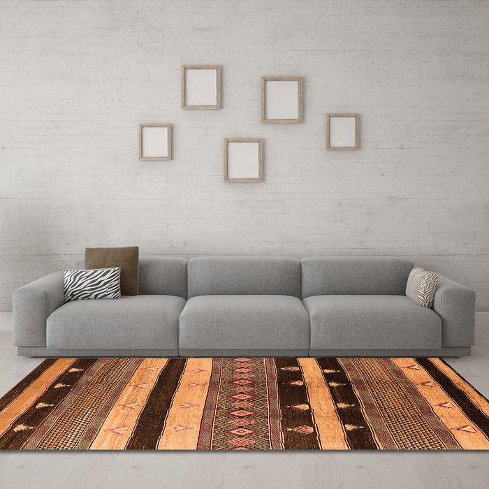 Machine Washable Oriental Orange Industrial Area Rugs in a Living Room, wshurb745org