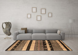 Machine Washable Oriental Brown Industrial Rug in a Living Room,, wshurb745brn