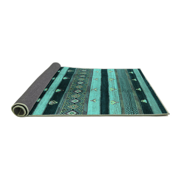 Sideview of Oriental Turquoise Industrial Rug, urb745turq