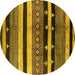 Round Oriental Yellow Industrial Rug, urb745yw