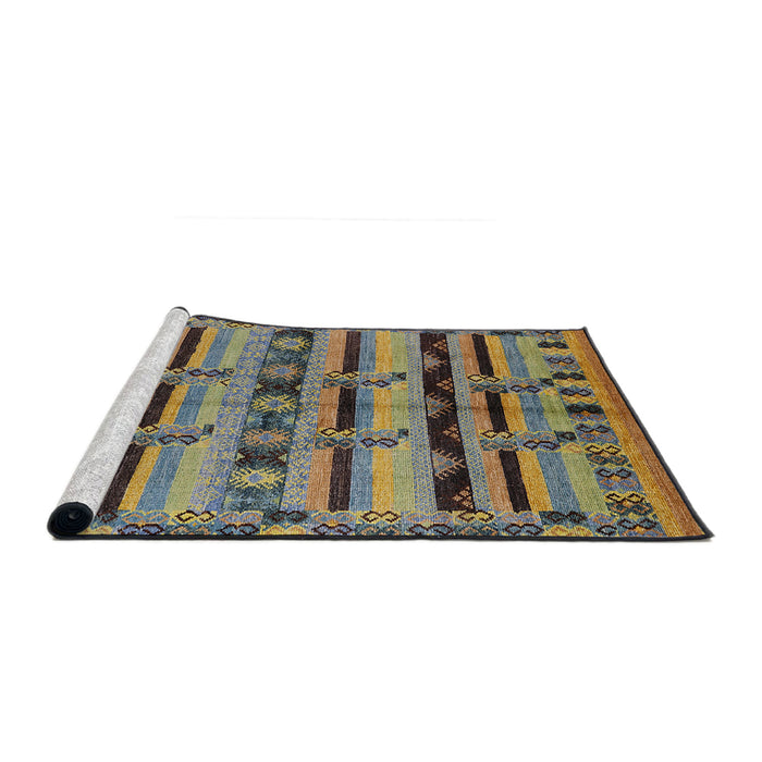 Sideview of Machine Washable Industrial Modern Coffee Brown Rug, wshurb746