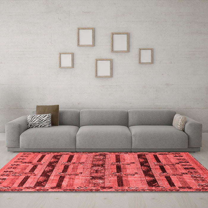Industrial Red Washable Rugs