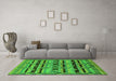 Machine Washable Oriental Green Industrial Area Rugs in a Living Room,, wshurb746grn