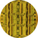 Round Machine Washable Oriental Yellow Industrial Rug, wshurb746yw