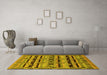 Machine Washable Oriental Yellow Industrial Rug in a Living Room, wshurb746yw