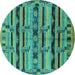 Round Oriental Turquoise Industrial Rug, urb746turq