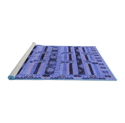 Sideview of Machine Washable Oriental Blue Industrial Rug, wshurb746blu