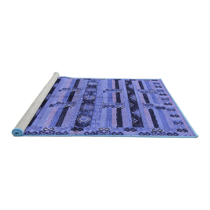 Sideview of Machine Washable Oriental Blue Industrial Rug, wshurb746blu