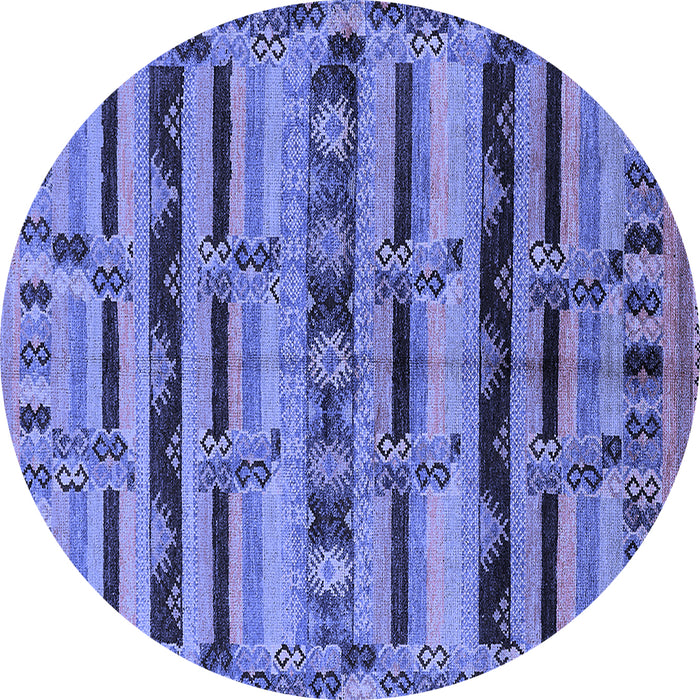 Round Oriental Blue Industrial Rug, urb746blu