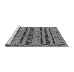 Sideview of Machine Washable Oriental Gray Industrial Rug, wshurb746gry