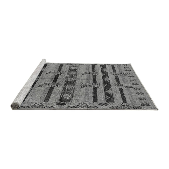 Sideview of Machine Washable Oriental Gray Industrial Rug, wshurb746gry