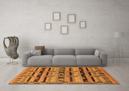 Machine Washable Oriental Orange Industrial Area Rugs in a Living Room, wshurb746org
