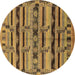 Round Machine Washable Oriental Brown Industrial Rug, wshurb746brn