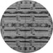 Round Machine Washable Oriental Gray Industrial Rug, wshurb746gry