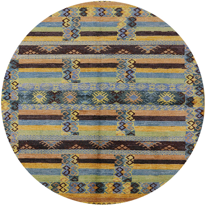 Round Machine Washable Industrial Modern Coffee Brown Rug, wshurb746