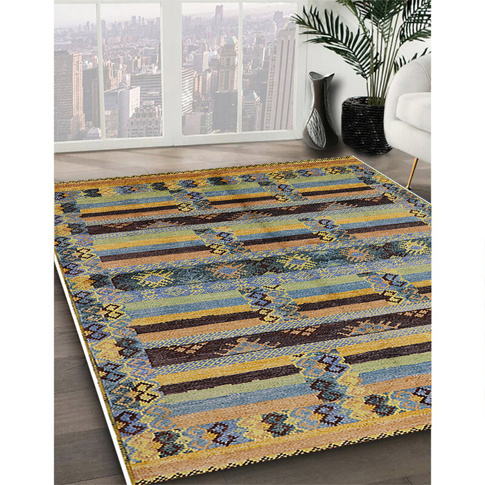 Machine Washable Industrial Modern Coffee Brown Rug in a Family Room, wshurb746