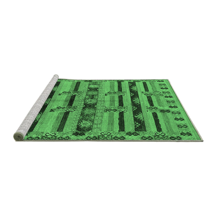 Sideview of Machine Washable Oriental Emerald Green Industrial Area Rugs, wshurb746emgrn