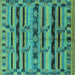 Square Oriental Turquoise Industrial Rug, urb746turq