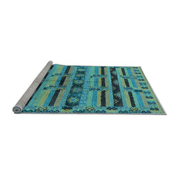 Sideview of Machine Washable Oriental Light Blue Industrial Rug, wshurb746lblu