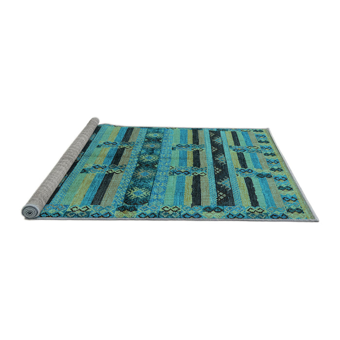 Sideview of Machine Washable Oriental Light Blue Industrial Rug, wshurb746lblu