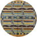 Round Mid-Century Modern Coffee Brown Oriental Rug, urb746