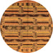 Round Machine Washable Oriental Orange Industrial Area Rugs, wshurb746org