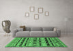 Machine Washable Oriental Emerald Green Industrial Area Rugs in a Living Room,, wshurb746emgrn