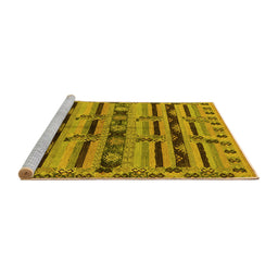 Sideview of Machine Washable Oriental Yellow Industrial Rug, wshurb746yw