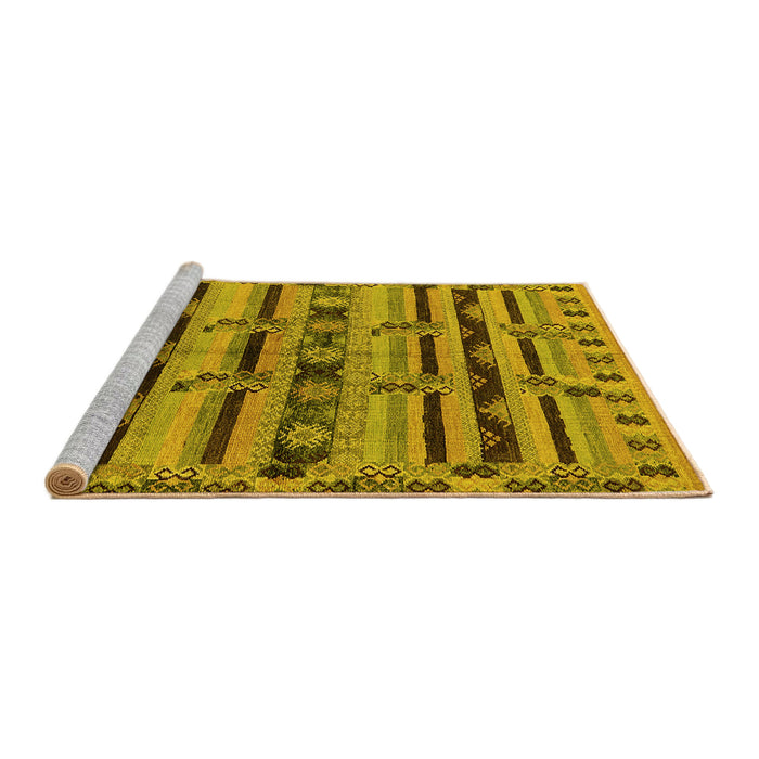 Sideview of Machine Washable Oriental Yellow Industrial Rug, wshurb746yw