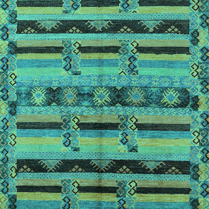 Machine Washable Oriental Turquoise Industrial Area Rugs, wshurb746turq