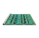 Sideview of Machine Washable Oriental Turquoise Industrial Area Rugs, wshurb746turq