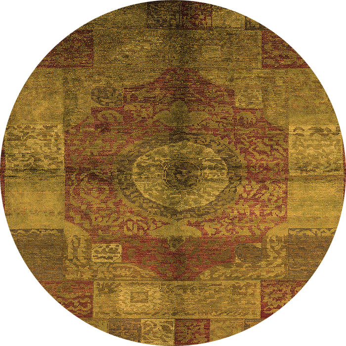 Round Oriental Orange Industrial Rug, urb747org