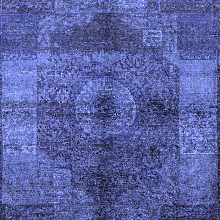 Machine Washable Oriental Blue Industrial Rug, wshurb747blu