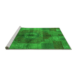 Sideview of Machine Washable Oriental Green Industrial Area Rugs, wshurb747grn