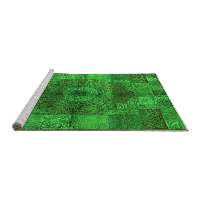 Sideview of Machine Washable Oriental Green Industrial Area Rugs, wshurb747grn