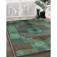 Mid-Century Modern Charcoal Gray Oriental Rug, urb747