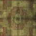 Square Machine Washable Oriental Brown Industrial Rug, wshurb747brn