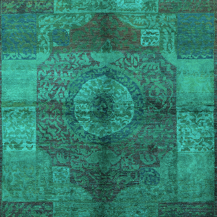 Machine Washable Oriental Turquoise Industrial Area Rugs, wshurb747turq
