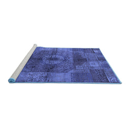 Sideview of Machine Washable Oriental Blue Industrial Rug, wshurb747blu