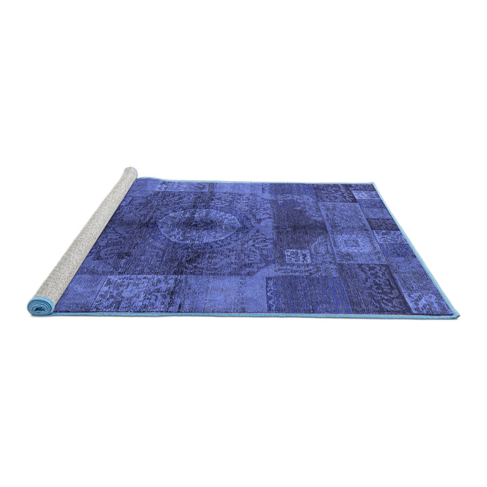 Sideview of Machine Washable Oriental Blue Industrial Rug, wshurb747blu