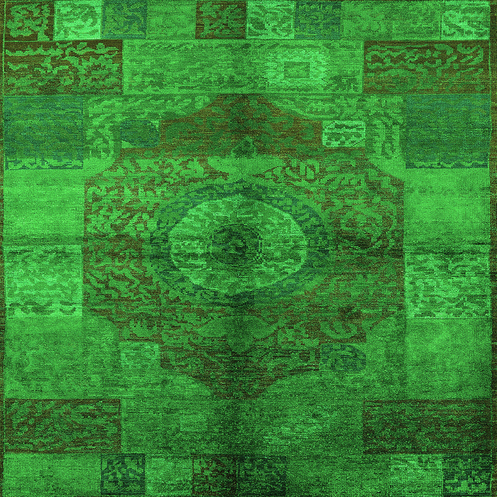 Square Oriental Green Industrial Rug, urb747grn