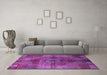 Machine Washable Oriental Pink Industrial Rug in a Living Room, wshurb747pnk