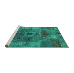 Sideview of Machine Washable Oriental Turquoise Industrial Area Rugs, wshurb747turq