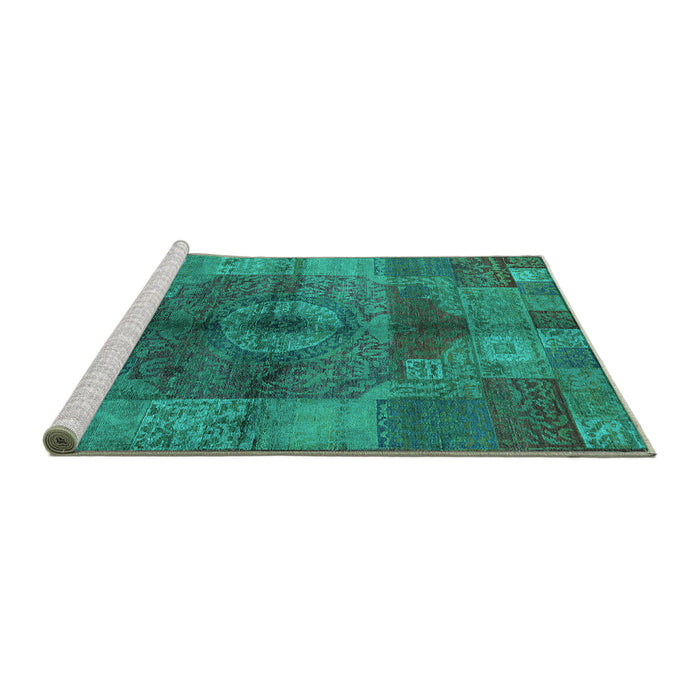 Sideview of Machine Washable Oriental Turquoise Industrial Area Rugs, wshurb747turq