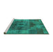 Sideview of Machine Washable Oriental Turquoise Industrial Area Rugs, wshurb747turq