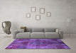 Machine Washable Oriental Purple Industrial Area Rugs in a Living Room, wshurb747pur