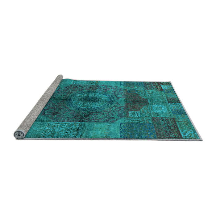 Sideview of Machine Washable Oriental Light Blue Industrial Rug, wshurb747lblu