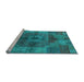 Sideview of Machine Washable Oriental Light Blue Industrial Rug, wshurb747lblu