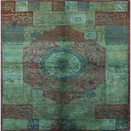 Square Mid-Century Modern Charcoal Gray Oriental Rug, urb747